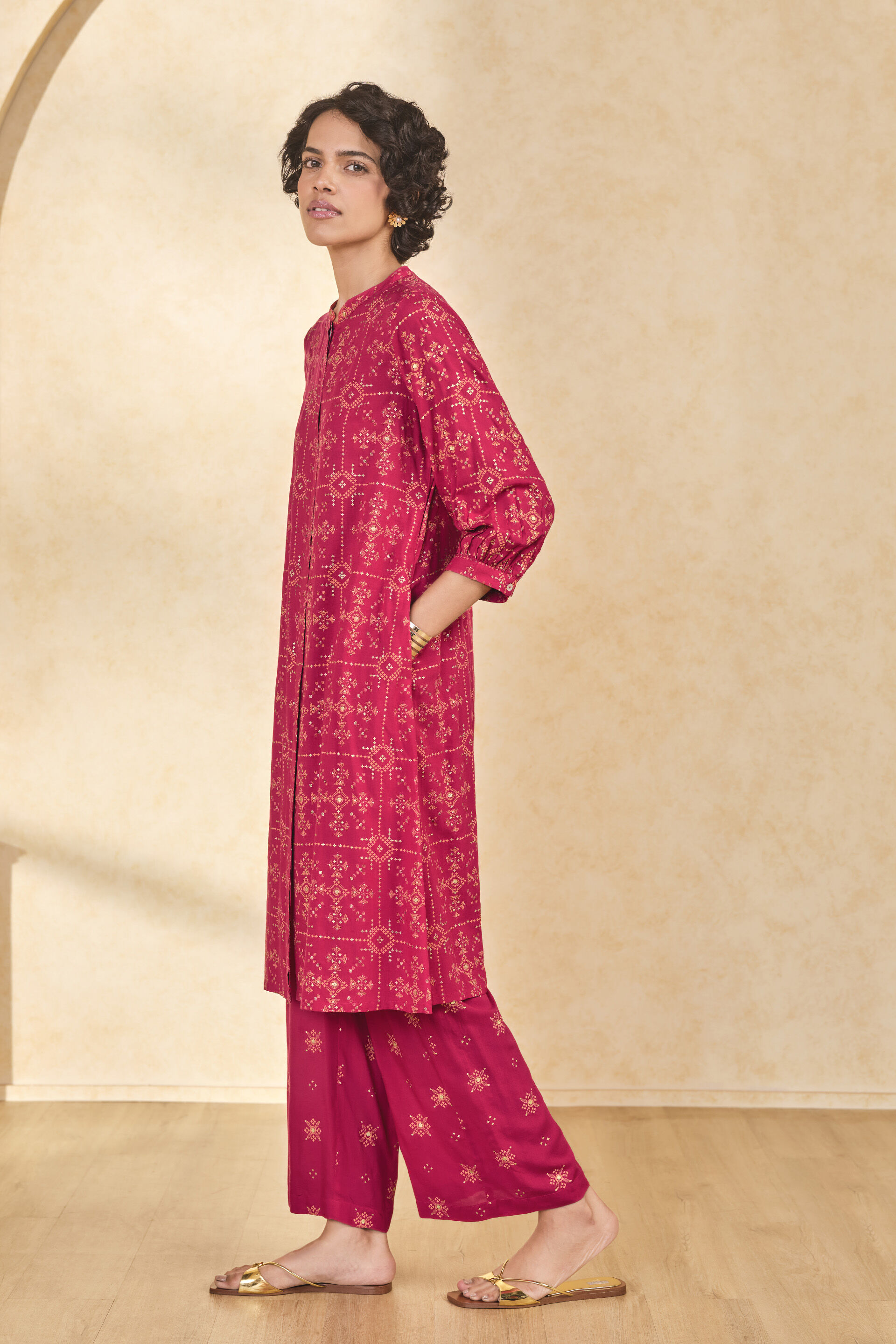 Gulal Modal Kurta Set​, Red, image 2